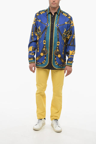 Standard Collar Printed Silk Shirt