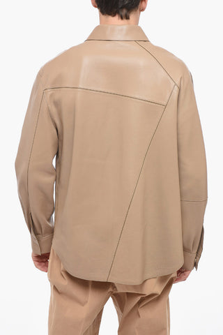 Leather Overshirt with Transverse Seams