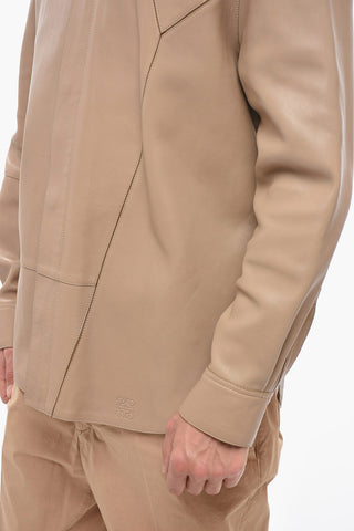 Leather Overshirt with Transverse Seams