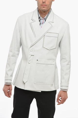 Blazer Doppiopetto in Cotone con Dettagli a Contrasto