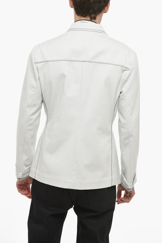 Blazer Doppiopetto in Cotone con Dettagli a Contrasto