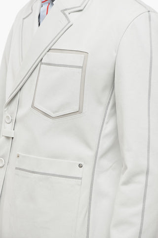 Blazer Doppiopetto in Cotone con Dettagli a Contrasto