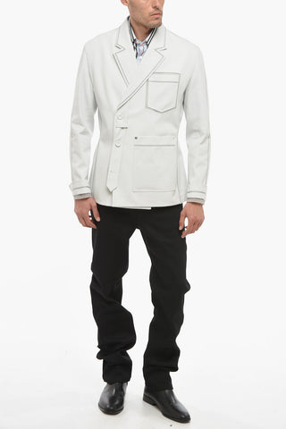 Blazer Doppiopetto in Cotone con Dettagli a Contrasto