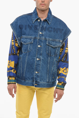 Sleeveless Denim Jacket with Fringed Detail