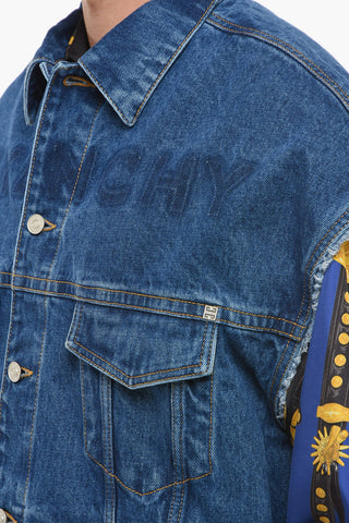 Sleeveless Denim Jacket with Fringed Detail