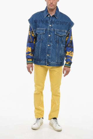 Sleeveless Denim Jacket with Fringed Detail