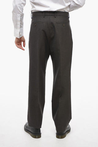 Pantaloni a 2 Pinces in Lana Herringbone