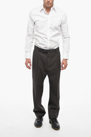 Pantaloni a 2 Pinces in Lana Herringbone