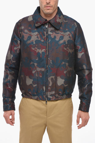 PETER DOIG X DIOR Jacquard Fabric Bomber Jacket with Front Zip