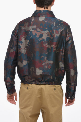 PETER DOIG X DIOR Jacquard Fabric Bomber Jacket with Front Zip