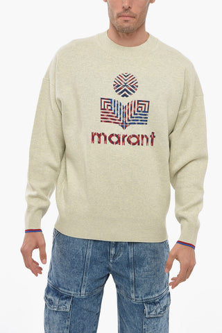 Crew Neck LARRISON Sweater with Jacquard Logo