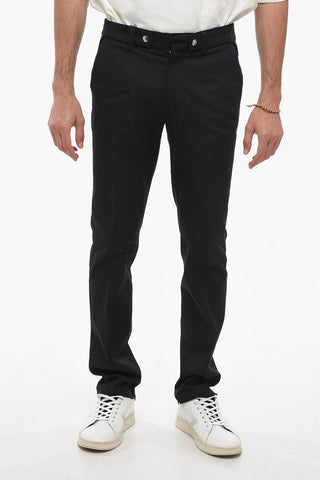 Stretch Cotton Pants with Side Martingales