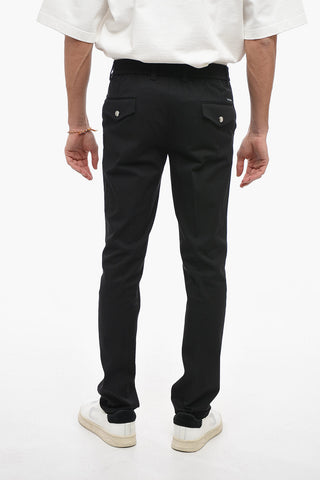 Stretch Cotton Pants with Side Martingales