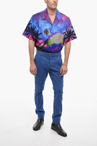 Low Rise Cotton Blend Chinos Pants