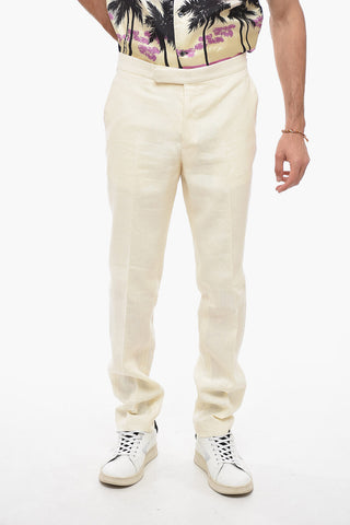 4 Pocket Linen Pants with Side Martingales
