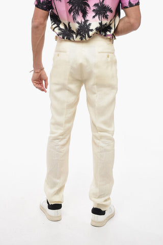 4 Pocket Linen Pants with Side Martingales