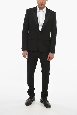 Virgin Wool Tuxedo Suit with Satin Details