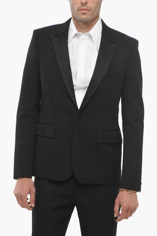 Virgin Wool Tuxedo Suit with Satin Details