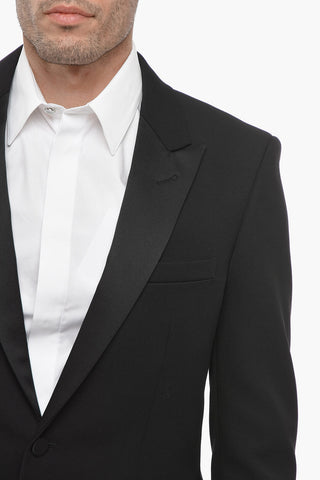 Virgin Wool Tuxedo Suit with Satin Details