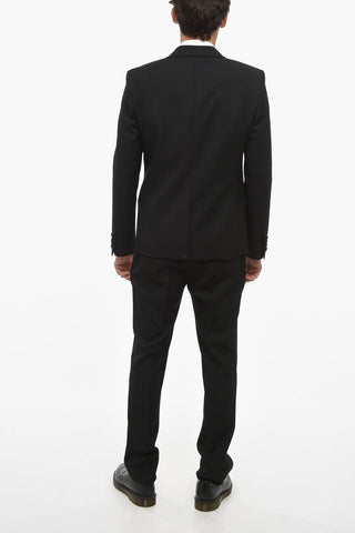 Virgin Wool Tuxedo Suit with Satin Details