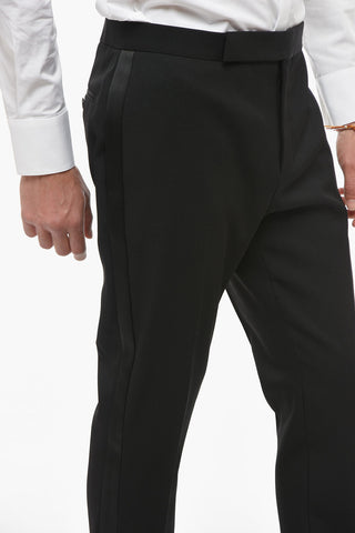 Virgin Wool Tuxedo Suit with Satin Details