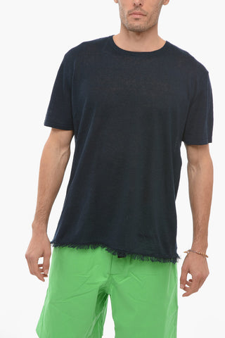 Linen T-shirt With fringed Bottom