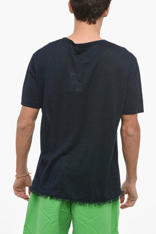 Linen T-shirt With fringed Bottom