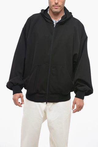 Bomber Fit Wool Hoodie with Front Zip
