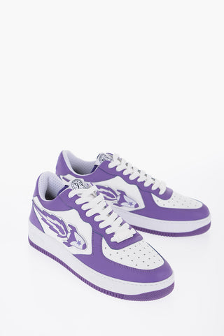 Two-Tone Leather Low Top Sneakers with EJ Rocket Logo