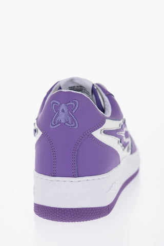 Two-Tone Leather Low Top Sneakers with EJ Rocket Logo