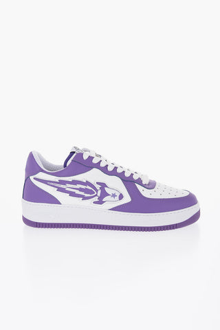 Two-Tone Leather Low Top Sneakers with EJ Rocket Logo