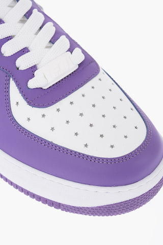 Two-Tone Leather Low Top Sneakers with EJ Rocket Logo