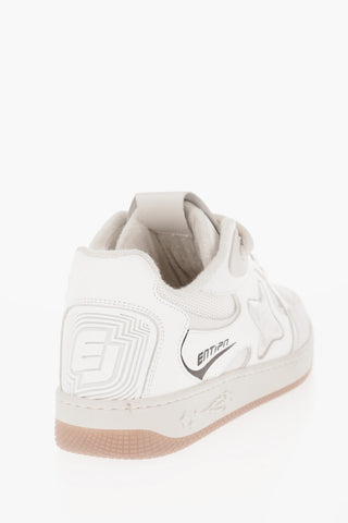 Leather and Fabric EJ SKATE PLANET Low Top Sneakers with Embossed Prints