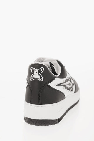 Low Two-Tone Leather Sneakers with EJ Rocket Logo