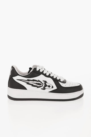 Low Two-Tone Leather Sneakers with EJ Rocket Logo