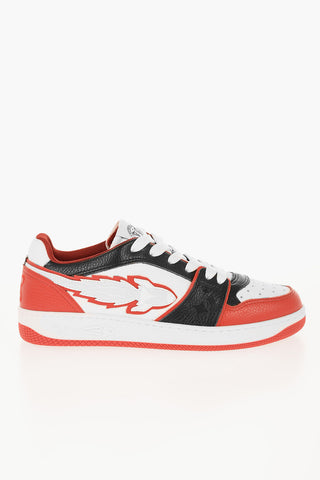 Sneakers Basse Colorblock in Pelle Martellata con Logo EJ Rocket