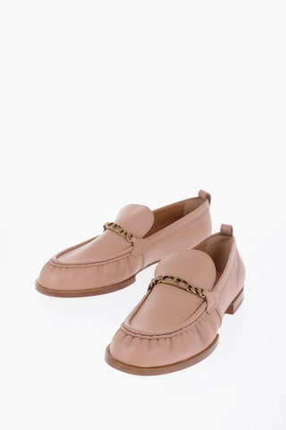 Leather Bit Loafers with Golden-Chain