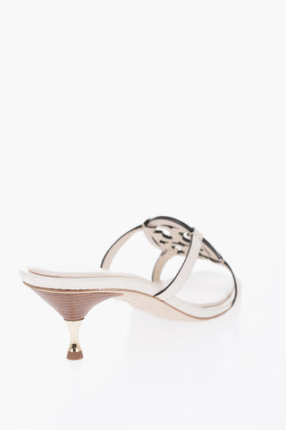 Leather Sabot with Cut Out Logo 7cm