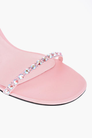 Satin Ankle-Strap Sandals with Rhinestone Embellishment Heel 12cm