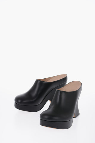Leather TERRA Mules with Heel 11cm