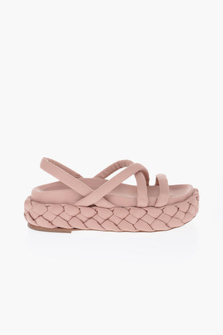 Braided Sole Satin Sandals with Platform 6,5cm