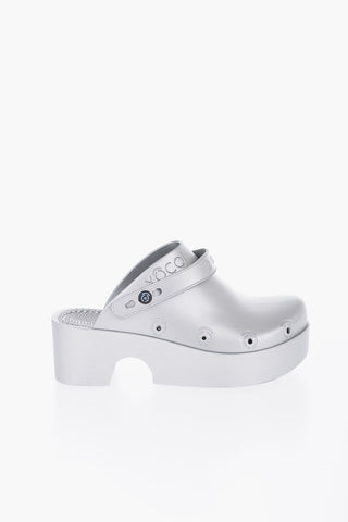 Recycled Rubber Slingback Mules with Platform Sole 5cm