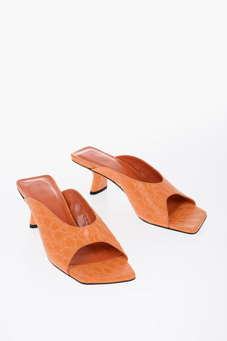 Crocodile Effect Leather HUSTON Sandals with Spool Heel 6cm