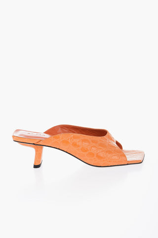 Crocodile Effect Leather HUSTON Sandals with Spool Heel 6cm