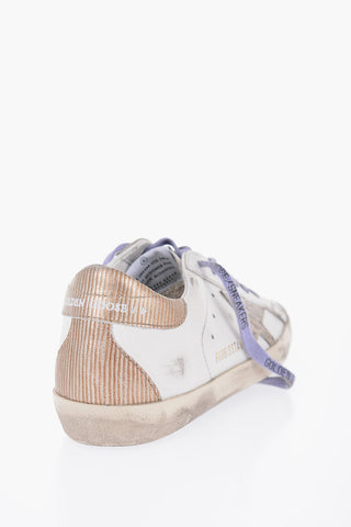 Vintage Effect Leather SUPER-STAR CLASSIC Low Top Sneakers with Contrasting Details