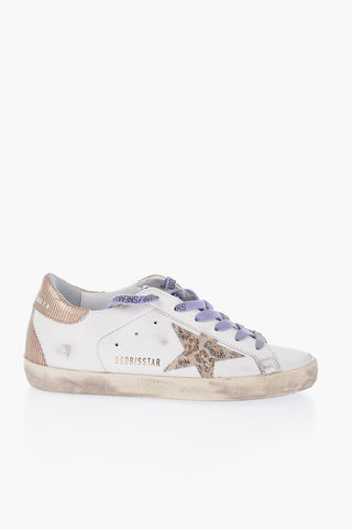 Vintage Effect Leather SUPER-STAR CLASSIC Low Top Sneakers with Contrasting Details