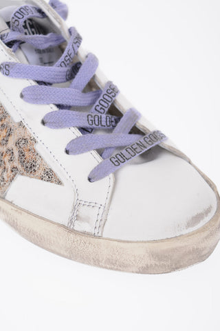Vintage Effect Leather SUPER-STAR CLASSIC Low Top Sneakers with Contrasting Details