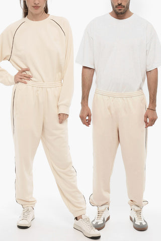 WALES BONNER Brushed Cotton Joggers with Contrasting Side Band
