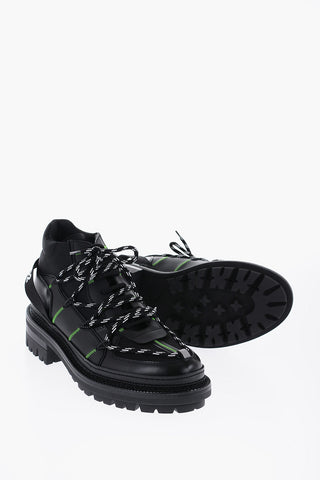 Fabric and Leathr ROPES Combat Boots with Track Sole