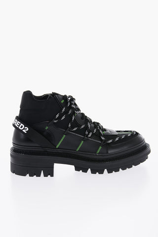 Fabric and Leathr ROPES Combat Boots with Track Sole
